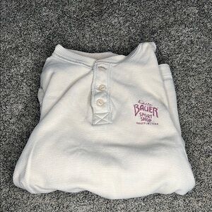 Eddie Bauer Cream Henley Shirt with Logo